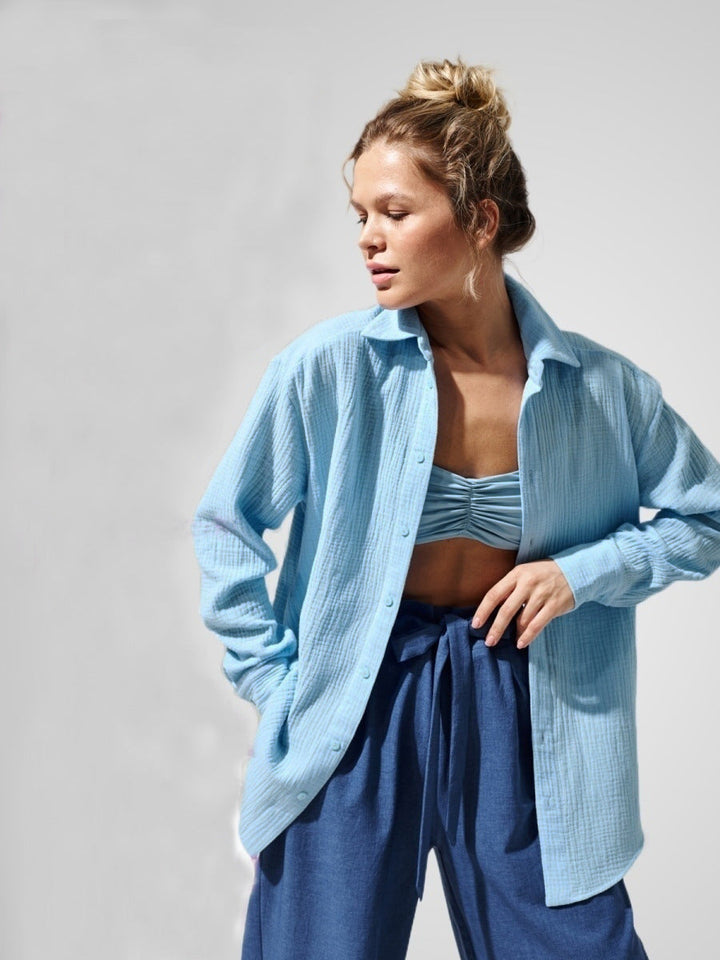 Camicia Donna Cotone Maniche Lunghe Classica