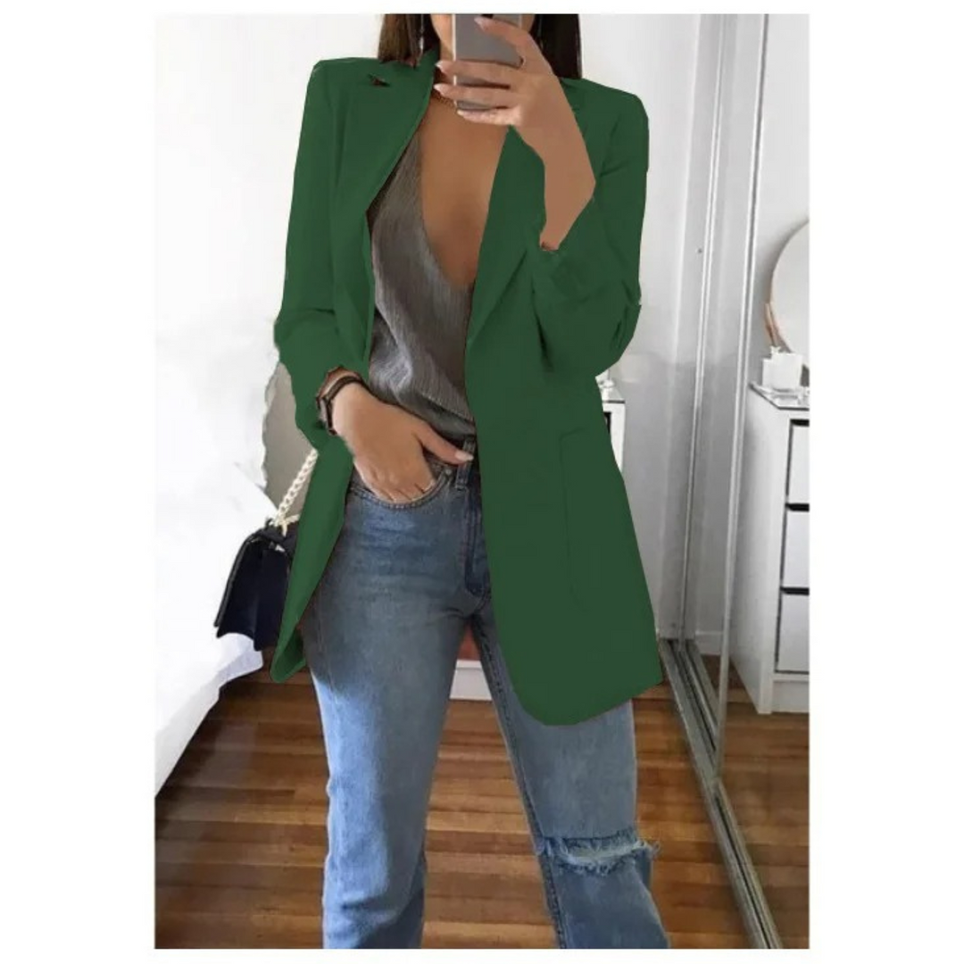 Blazer Lungo Donna Tessuto Elegante Classico