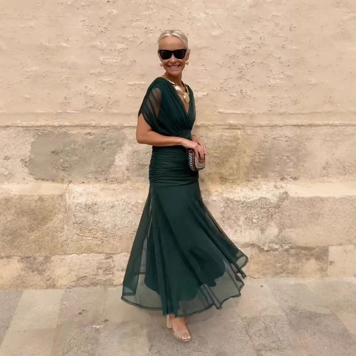 Abito Elegante Donna Maniche Trasparenti Stile Serale