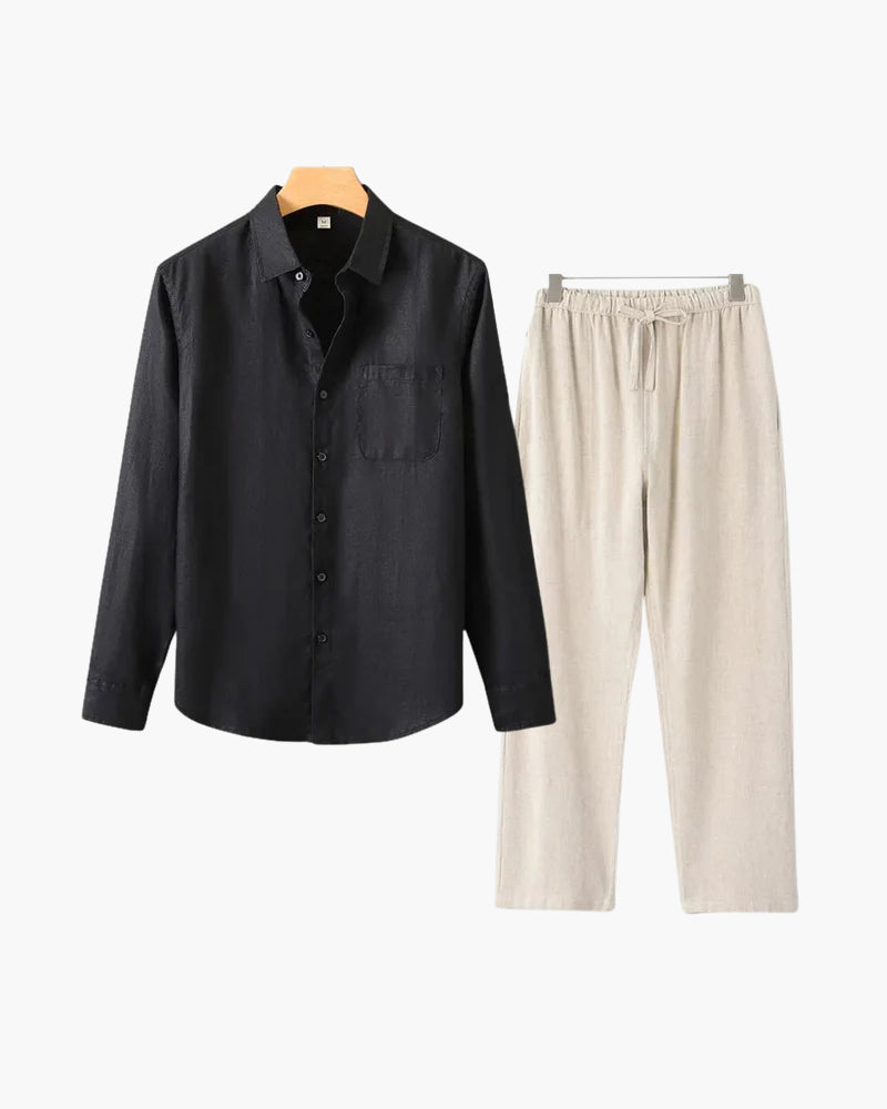 Completo Uomo Lino Maniche Lunghe Estivo Classico