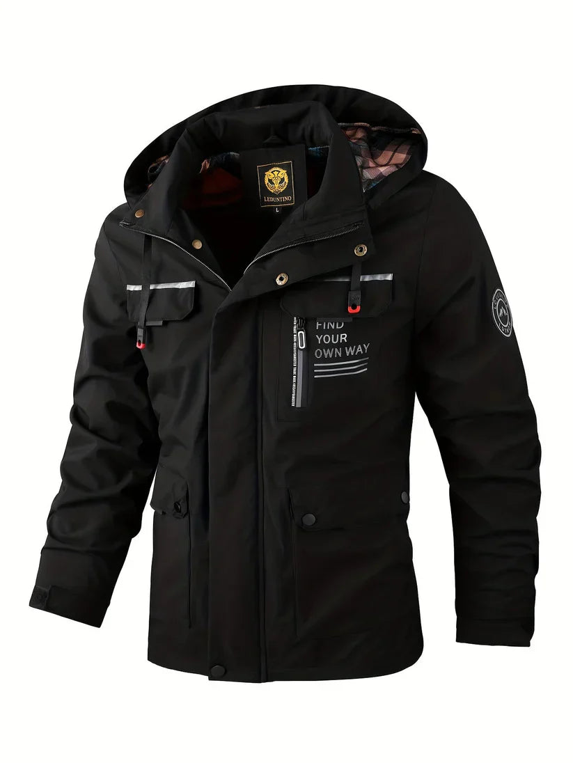 Giacca Invernale Uomo Impermeabile Cappuccio Isolante Antivento Cargo