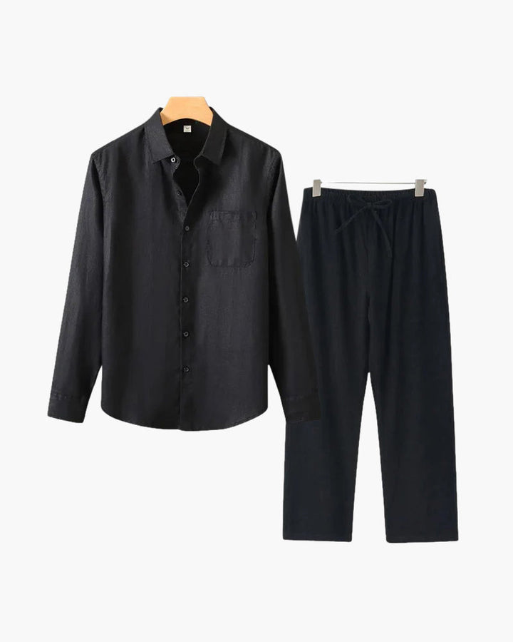 Set Coordinato Uomo in Lino Manica Lunga Comfort e Stile Pulito