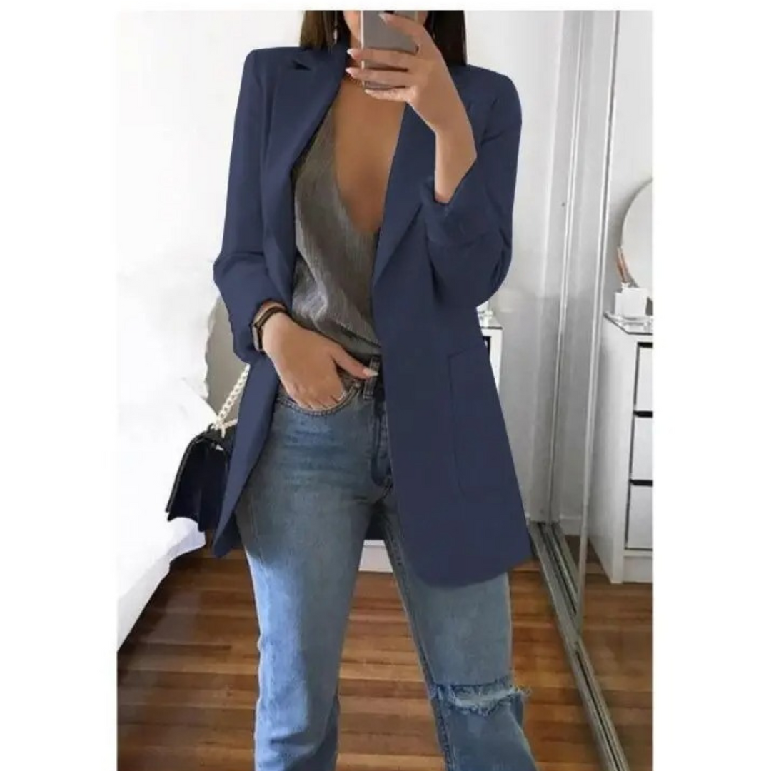 Blazer Lungo Donna Tessuto Elegante Classico