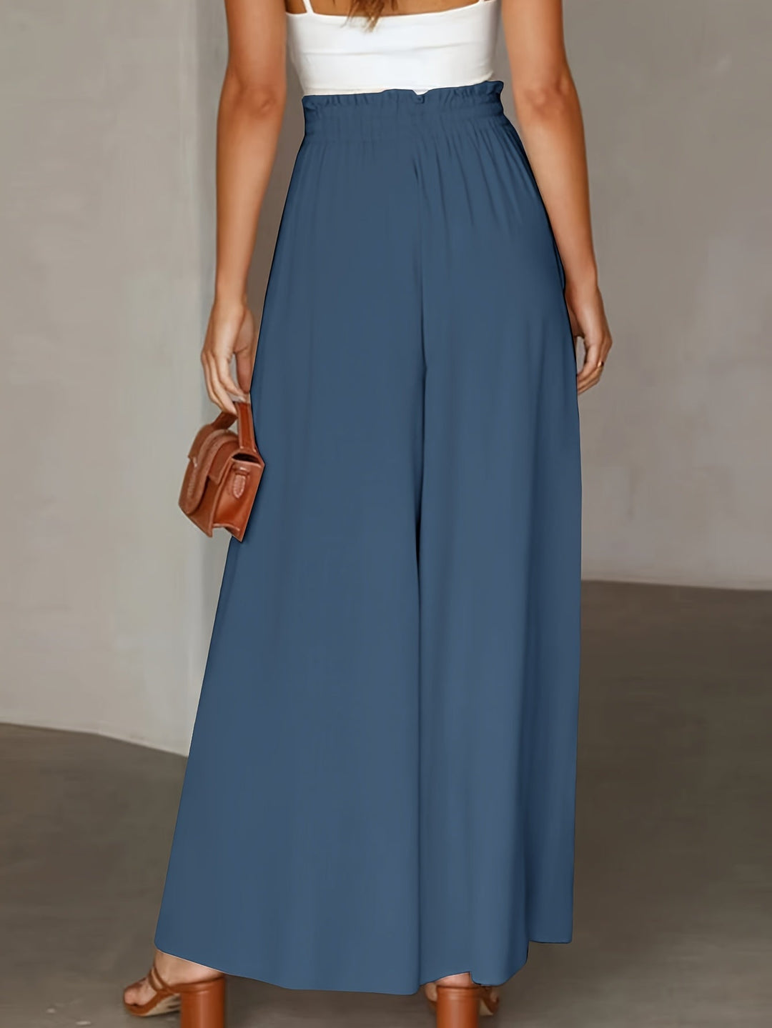 Pantaloni Palazzo Donna Vita Alta Stile Boho Comfort Estivo