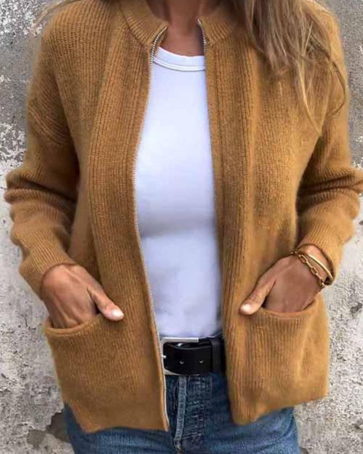 Cardigan Donna in Cotone Lavorato a Maglia Vestibilità Leggera