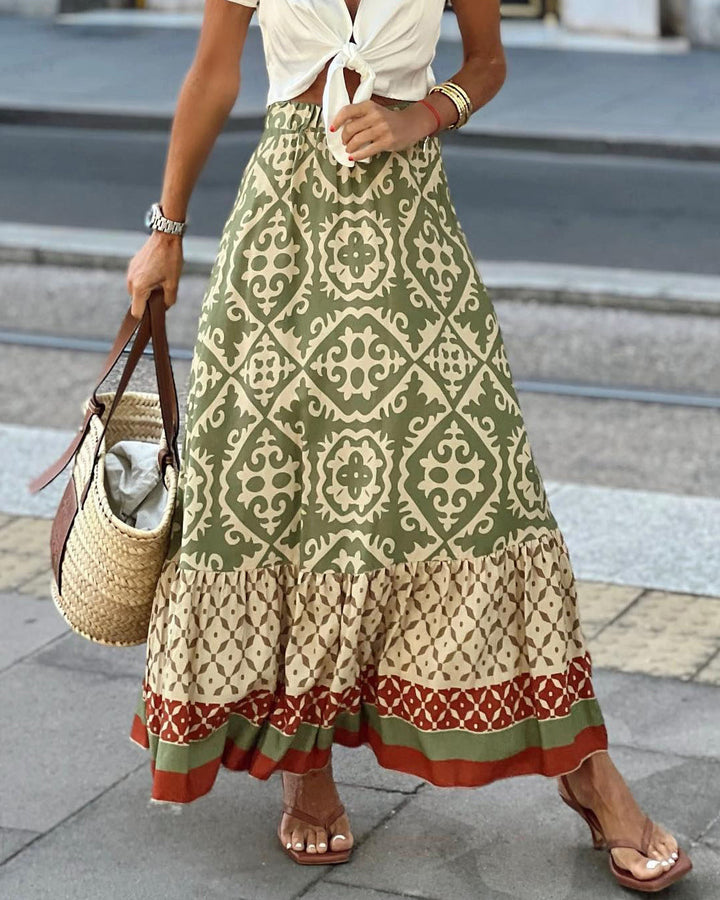 Gonna Lunga Donna Stile Boho Tessuto Leggero Vestibilità Comoda - Vesarelli