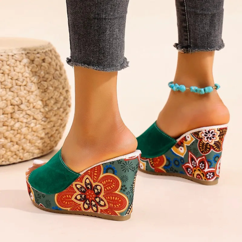 Sandali Donna Zeppa Velluto Estivi Eleganti Comodi