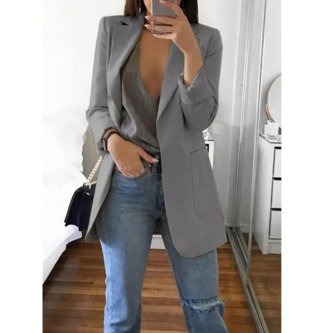 Blazer Lungo Donna Tessuto Elegante Classico