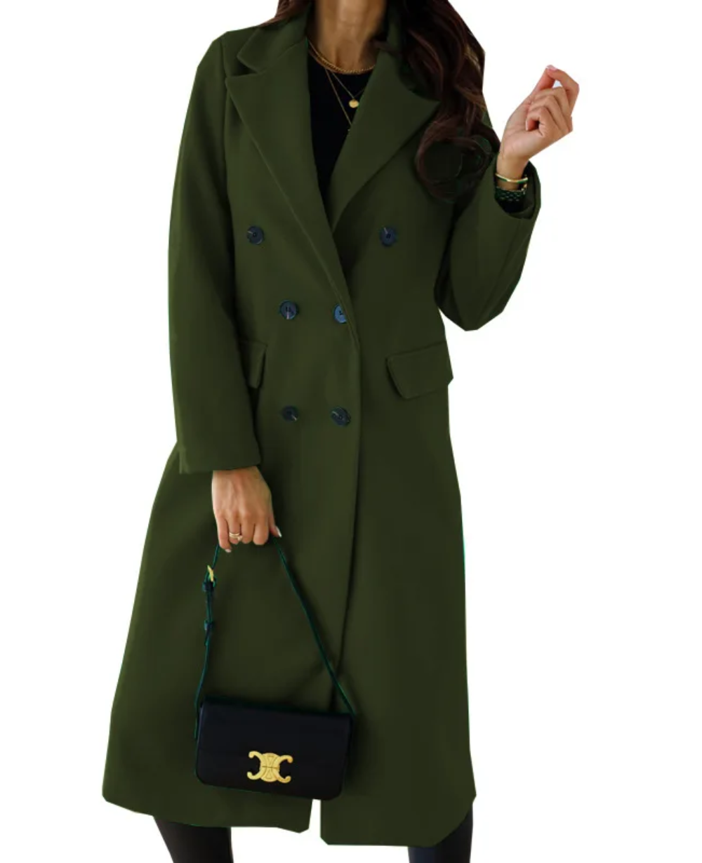 Trench lungo Donna Aderente Tessuto Confortevole Autunno Inverno