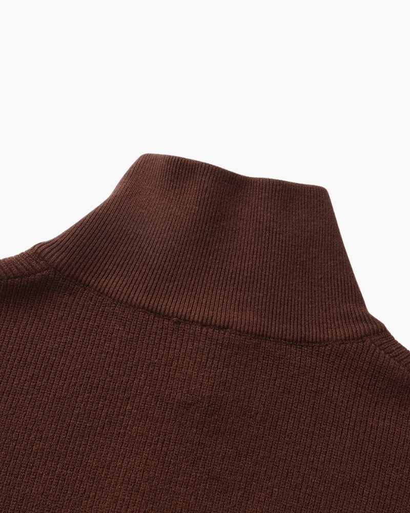 Pullover Uomo Mezzo Zip Maglia Tecnica Strutturata