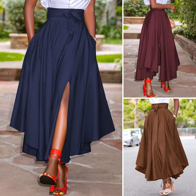Gonna Lunga Donna Tessuto Fluido Stile Classico Vintage