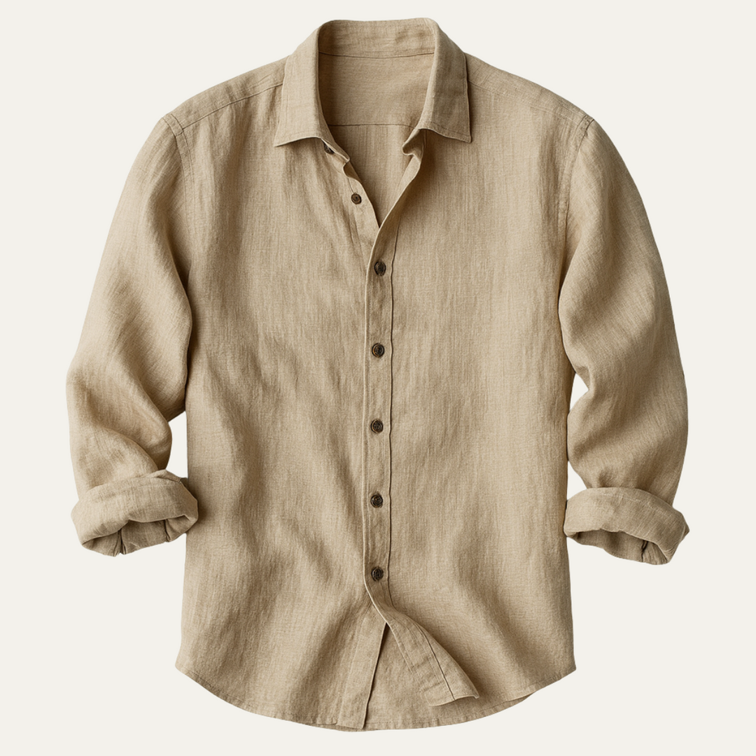 Camicia Uomo in Lino Manica Lunga Stile Vintage