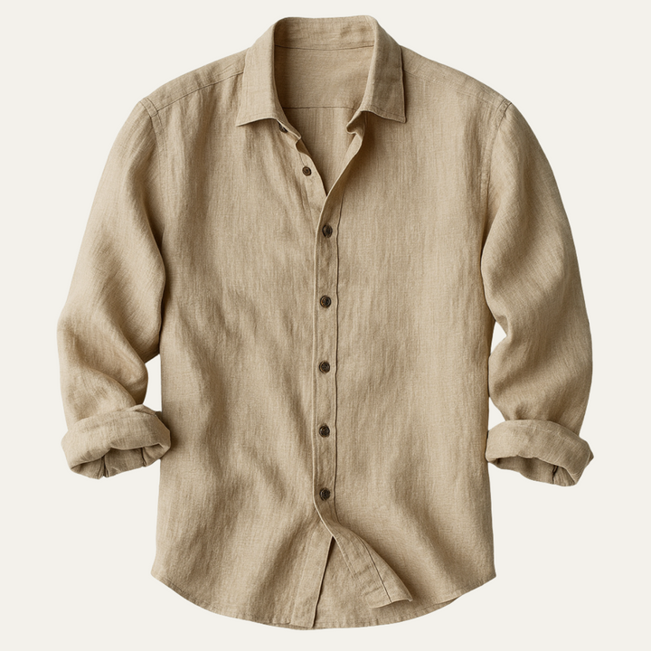 Camicia Uomo in Lino Manica Lunga Stile Vintage
