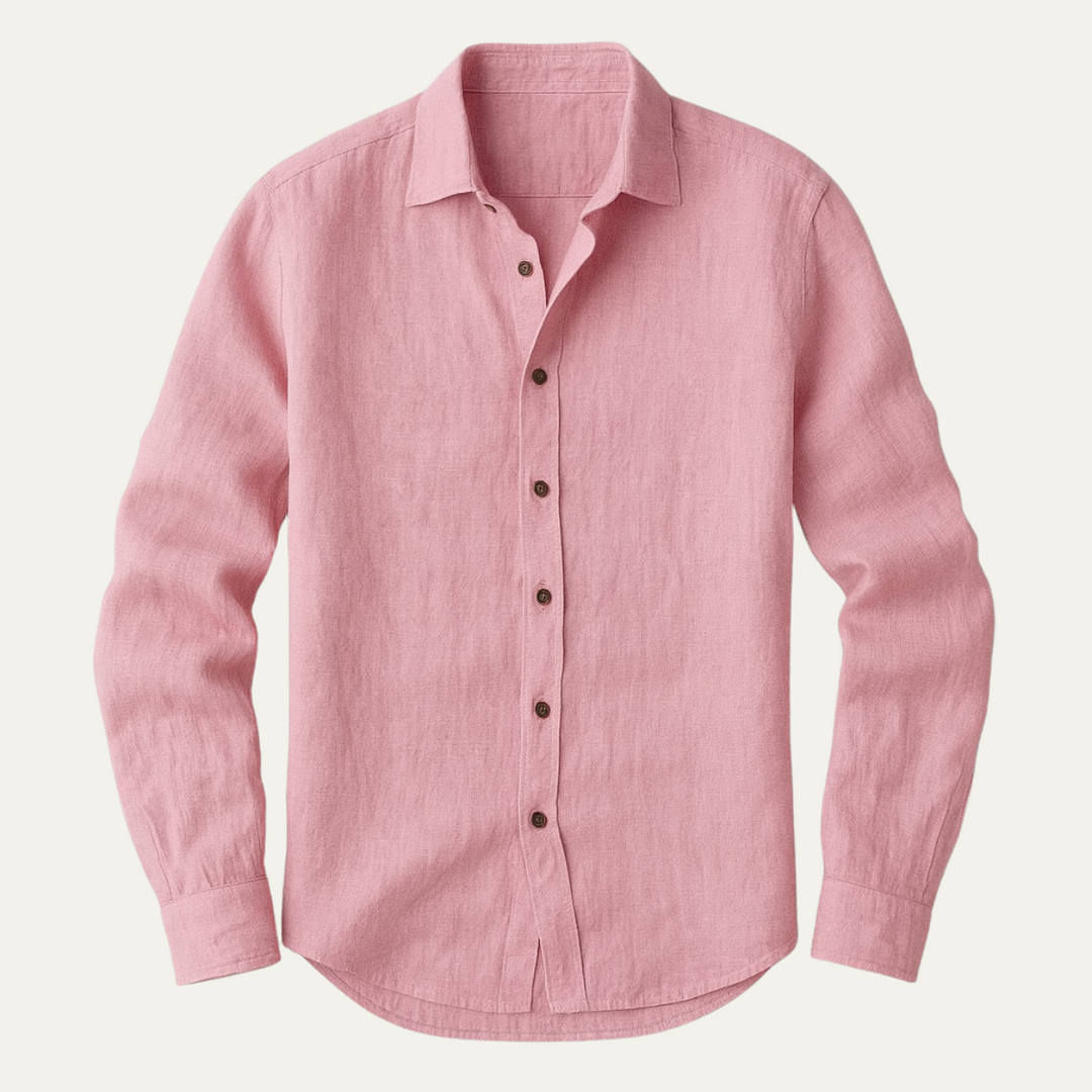 Camicia Uomo in Lino Manica Lunga Stile Vintage