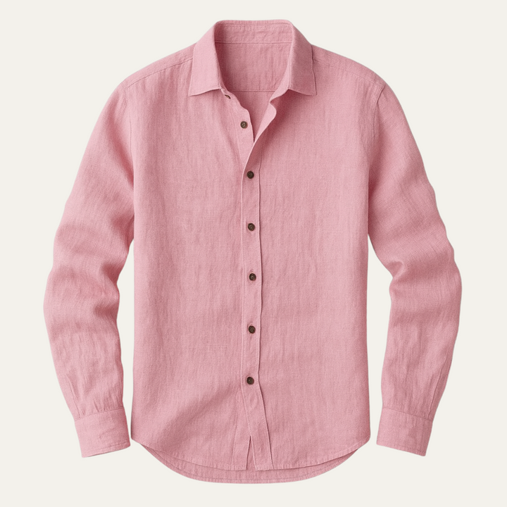Camicia Uomo in Lino Manica Lunga Stile Vintage