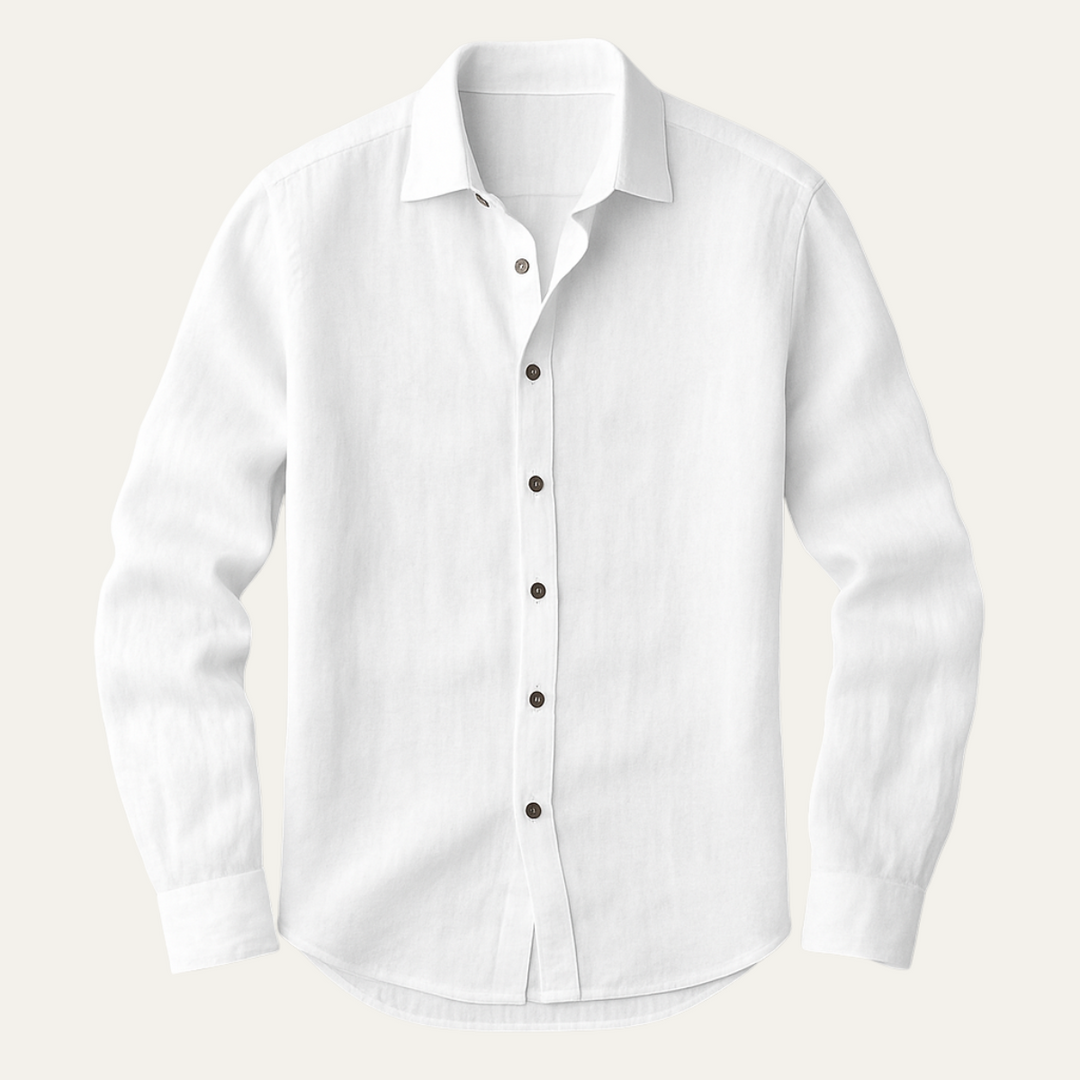 Camicia Uomo in Lino Manica Lunga Stile Vintage