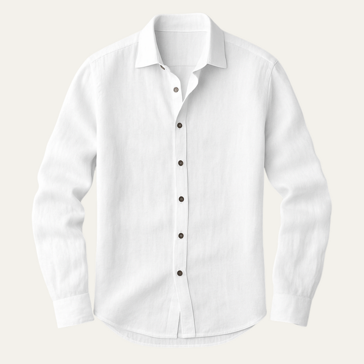 Camicia Uomo in Lino Manica Lunga Stile Vintage