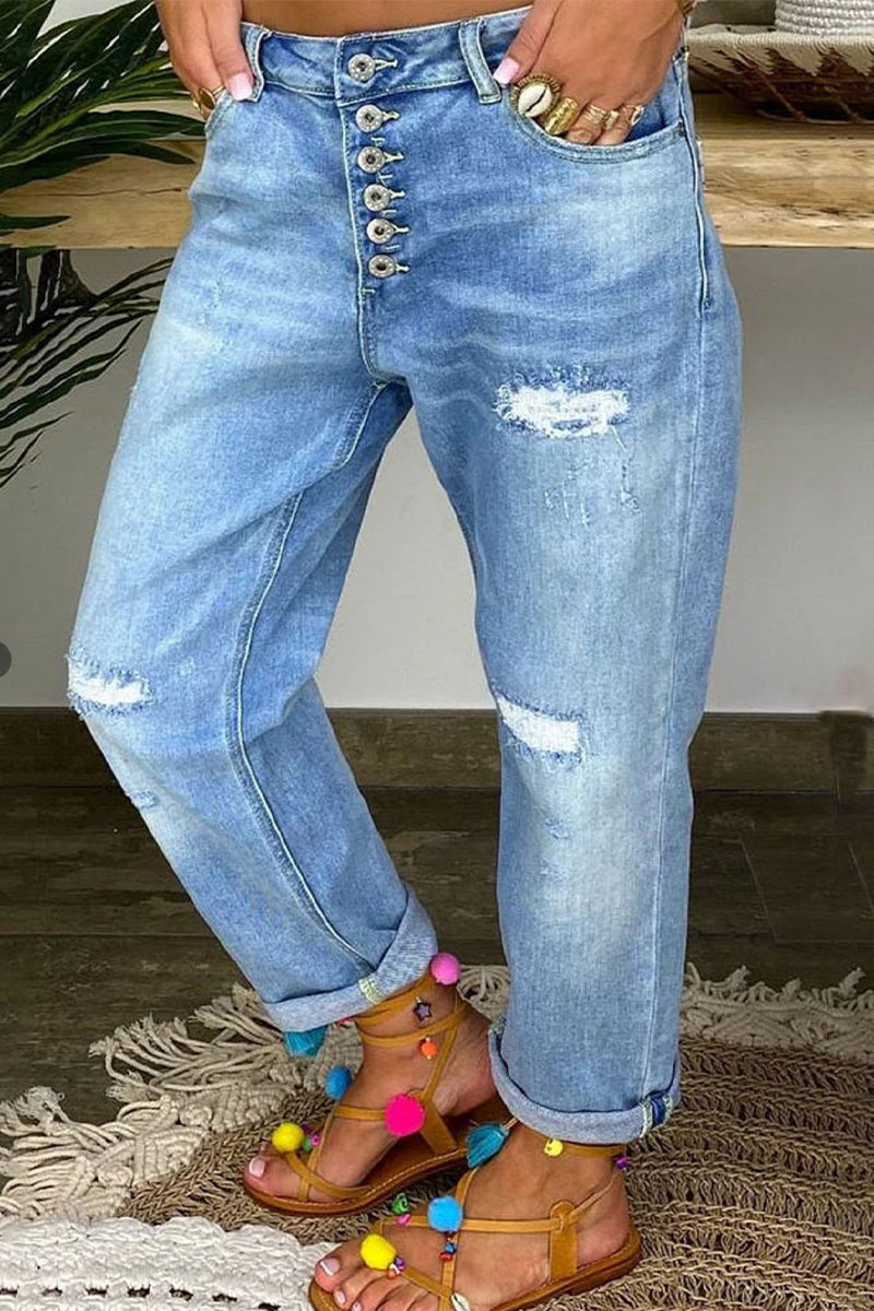 Jeans Donna Vita Bassa Strappati Slim