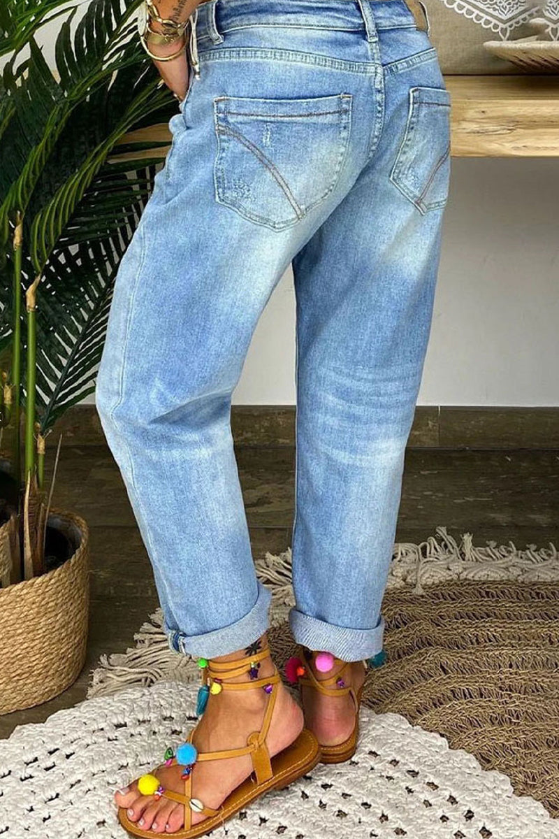 Jeans Donna Vita Bassa Strappati Slim