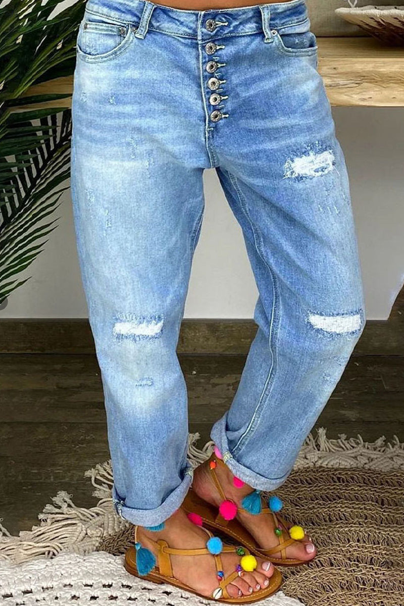 Jeans Donna Vita Bassa Strappati Slim - Vesarelli