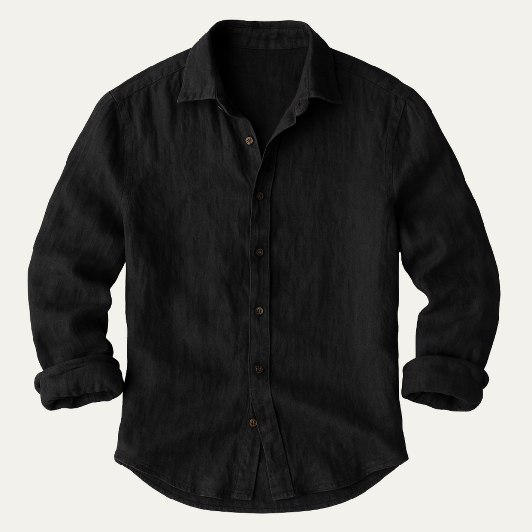 Camicia Uomo in Lino Manica Lunga Stile Vintage