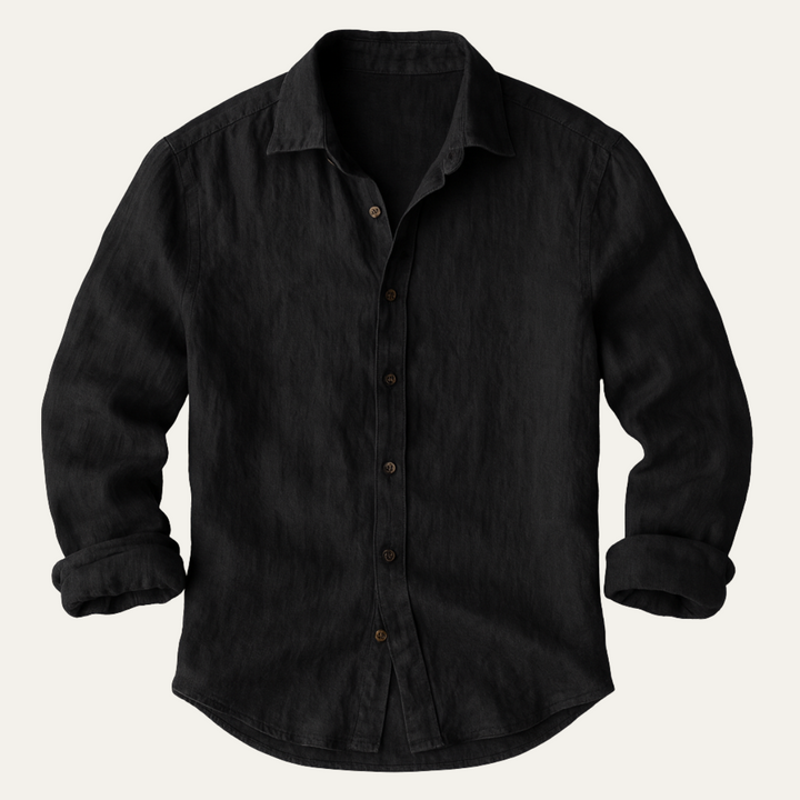 Camicia Uomo in Lino Manica Lunga Stile Vintage