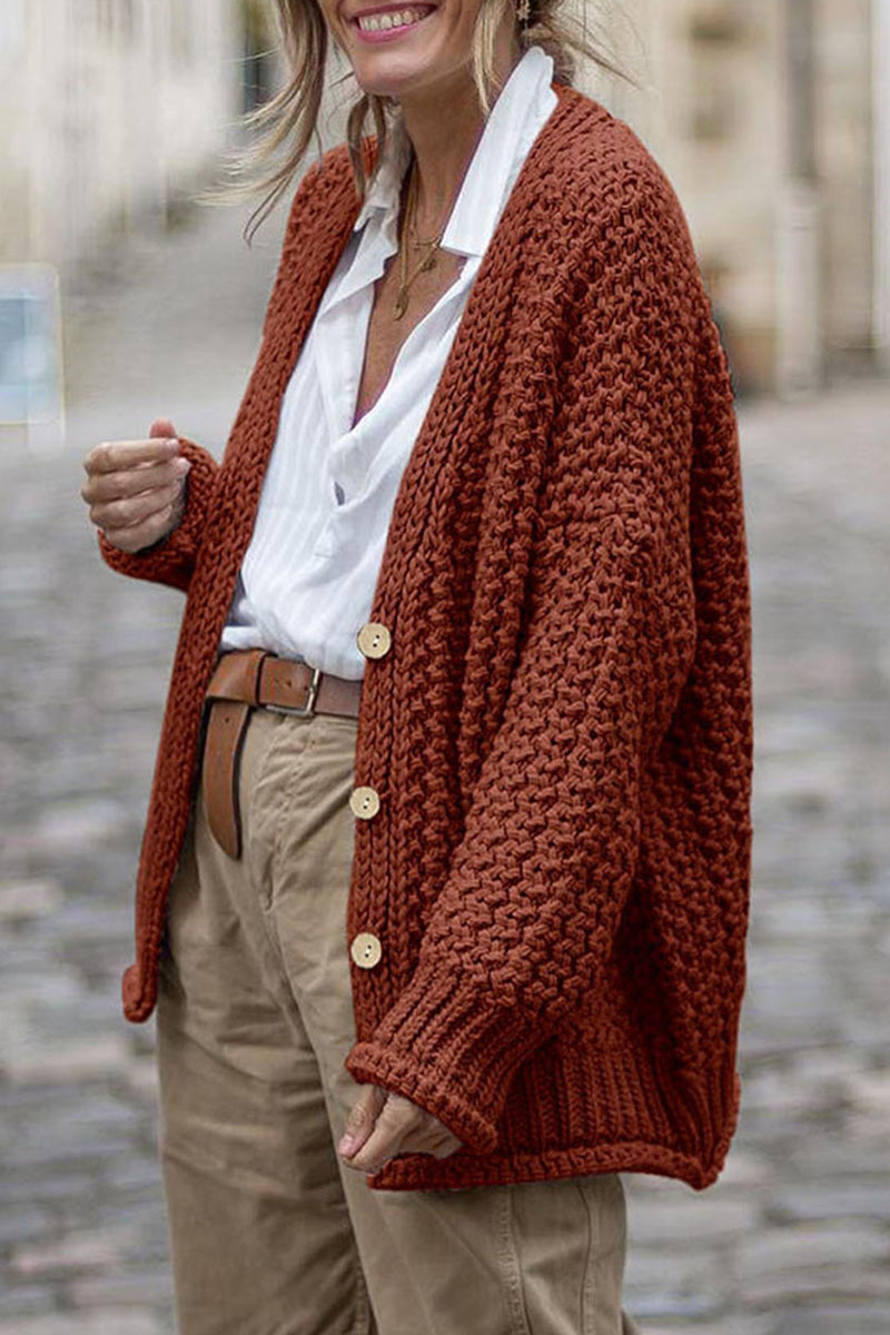 Cardigan Donna Spessa Maglia a Coste Oversize