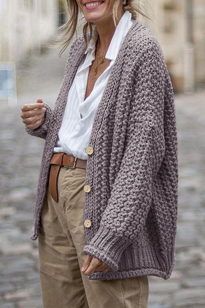 Cardigan Donna Spessa Maglia a Coste Oversize - Vesarelli
