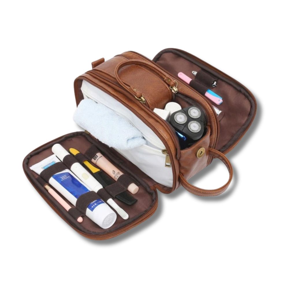Borsa da Toilette Donna in Pelle Vera da Viaggio Compatta - Vesarelli