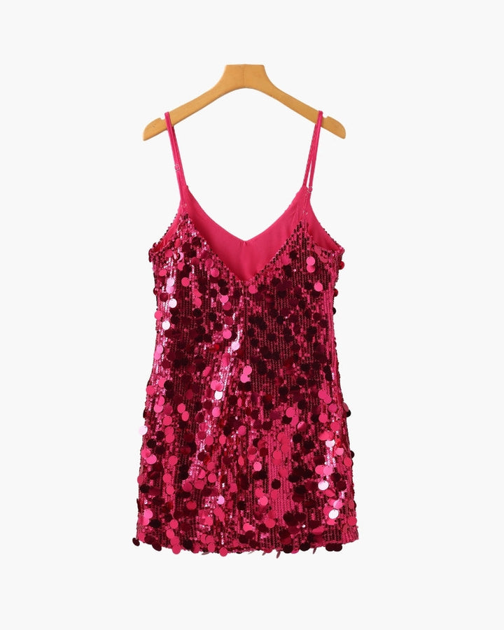 Abito Mini Donna in Paillettes Linea Slip Elegante