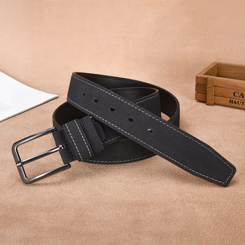 Cintura Uomo in Pelle Scamosciata Fibbia ad Ardiglione Stile Casual
