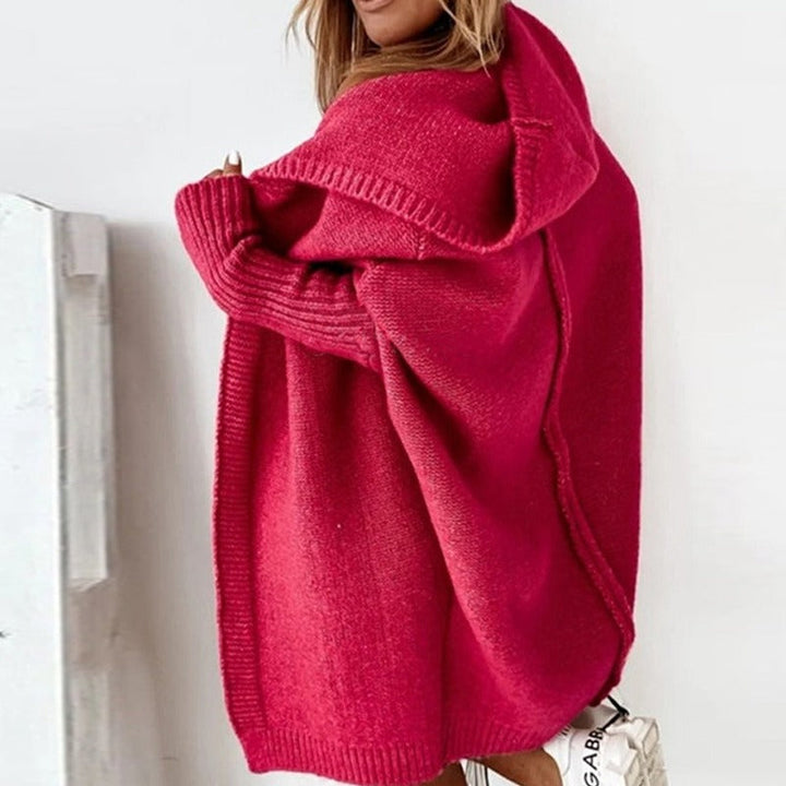 Cardigan Lungo Donna con Cappuccio Casual