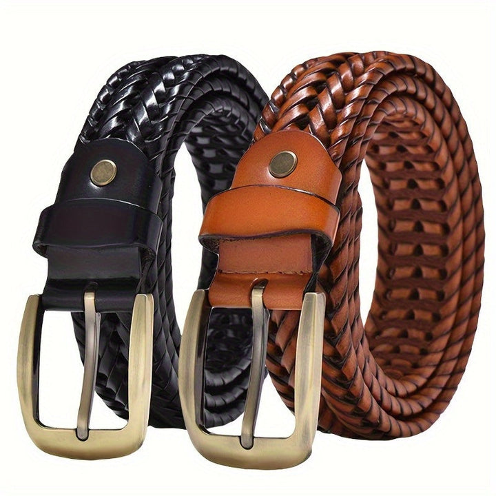 Cintura Uomo in Pelle Intrecciata Stile Casual Elegante