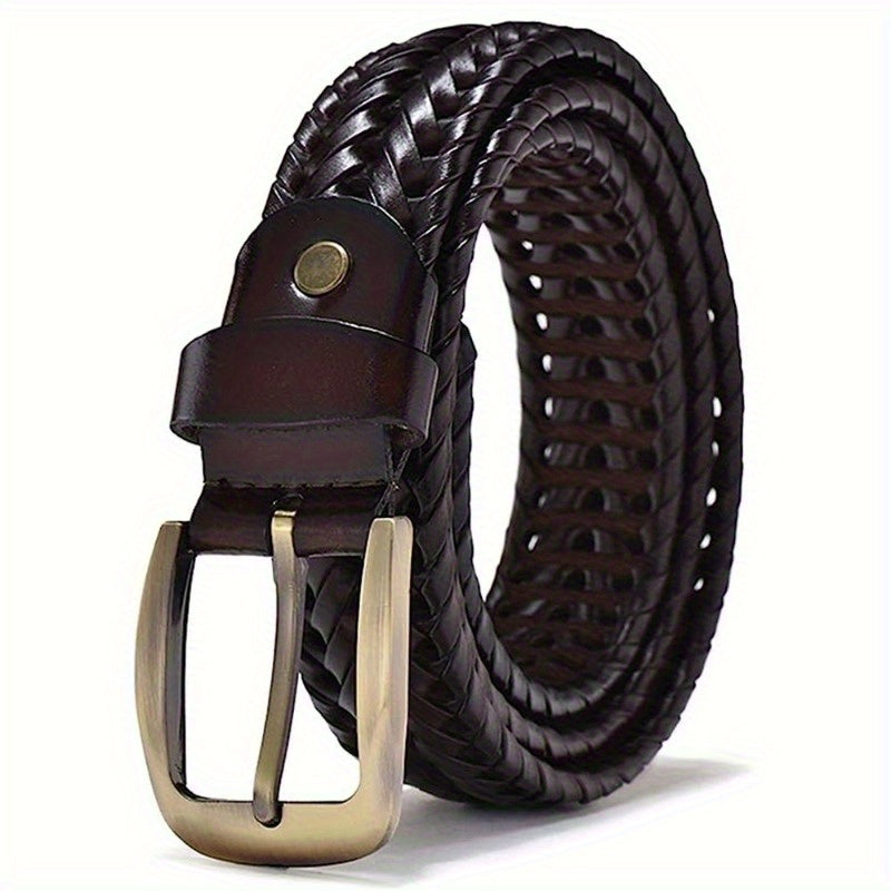 Cintura Uomo in Pelle Intrecciata Stile Casual Elegante