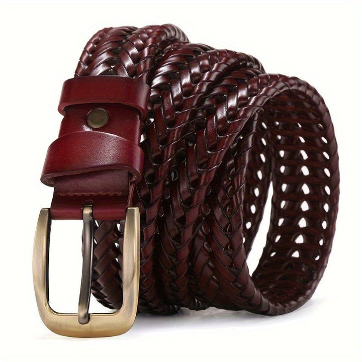 Cintura Uomo in Pelle Intrecciata Stile Casual Elegante