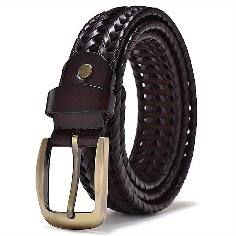 Cintura Uomo in Pelle Intrecciata Stile Casual Elegante