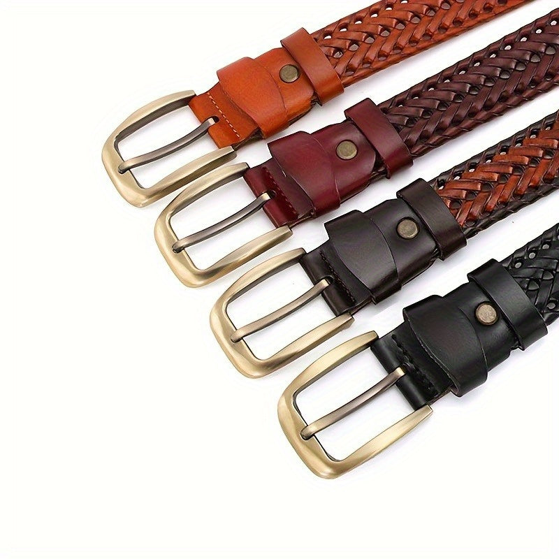 Cintura Uomo in Pelle Intrecciata Stile Casual Elegante
