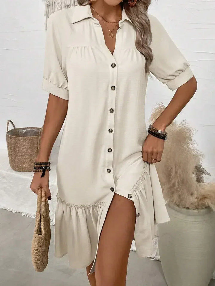 Camicia Donna Cotone Bottoni Scollo Classico Stile Casual
