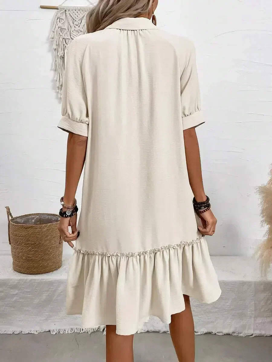 Camicia Donna Cotone Bottoni Scollo Classico Stile Casual