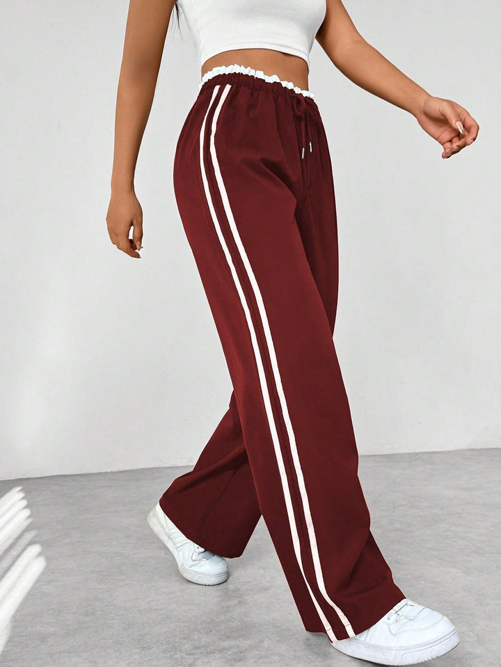 Pantaloni Donna Sportivi Tessuto Tecnico Gamba Larga