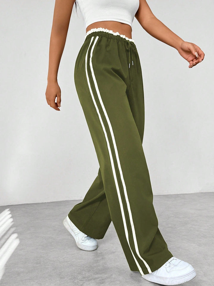 Pantaloni Donna Sportivi Tessuto Tecnico Gamba Larga