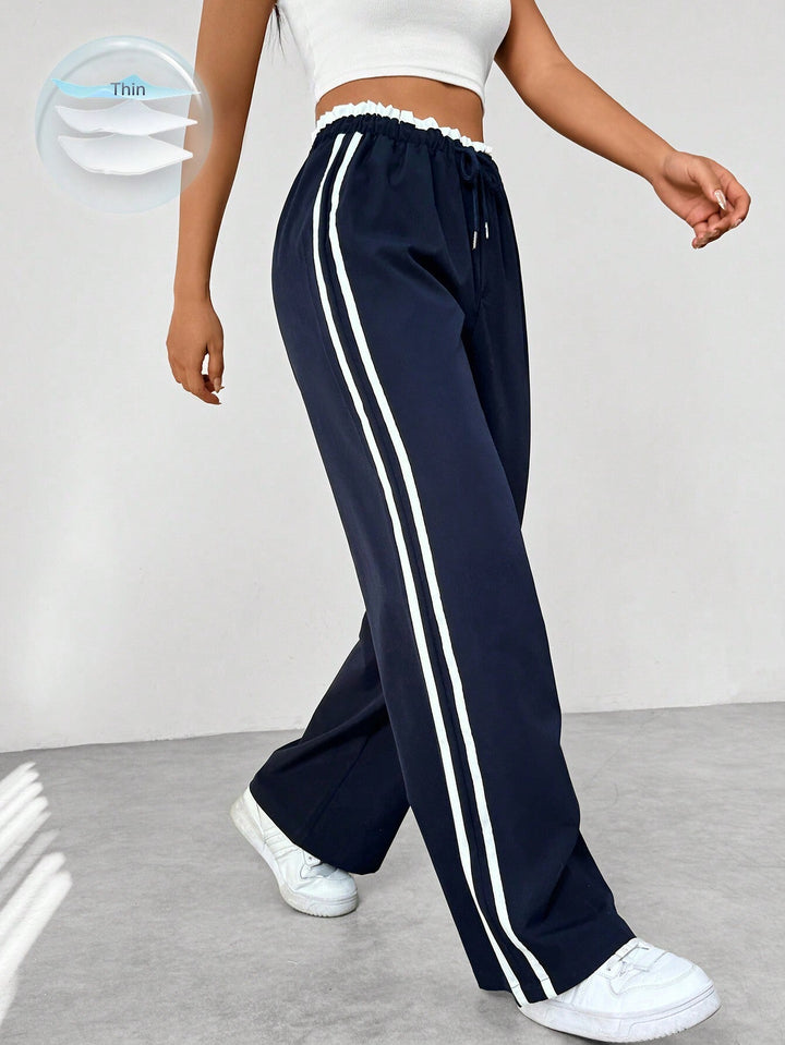 Pantaloni Donna Sportivi Tessuto Tecnico Gamba Larga
