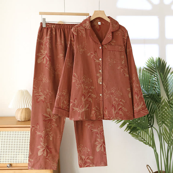 Pigiama Donna Cotone Jacquard Tinto in Filo Collo Rovescio Morbido