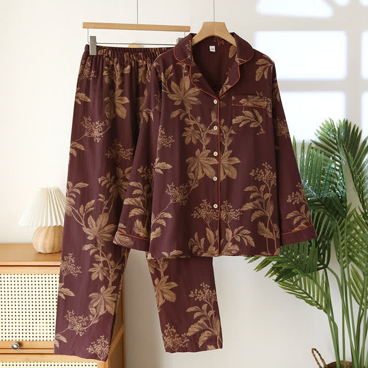 Pigiama Donna Cotone Jacquard Tinto in Filo Collo Rovescio Morbido