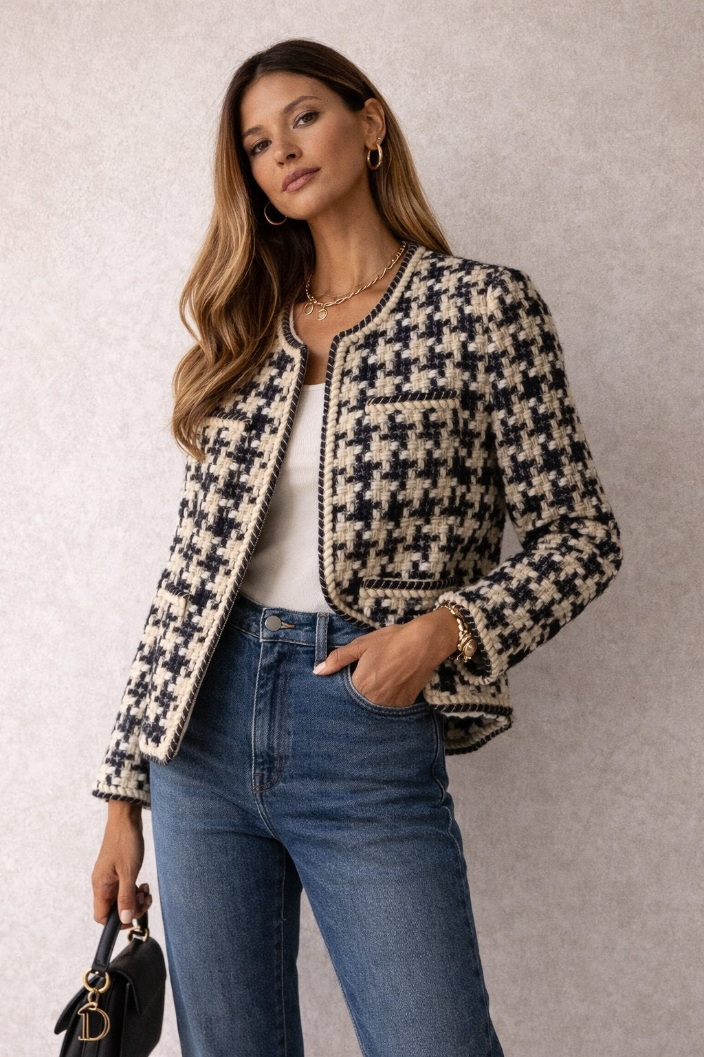 Giacca Donna in Tweed Stile Classico Elegante