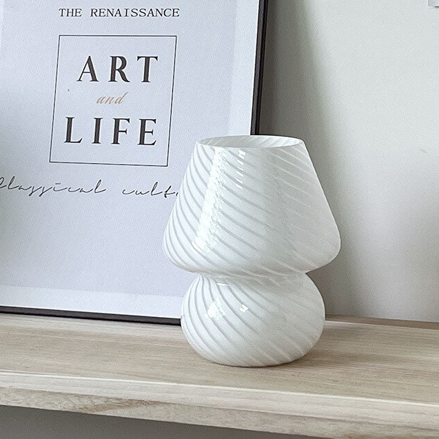 Lampada da Tavolo Vetro Spugna a Righe Stile Moderno Minimalista