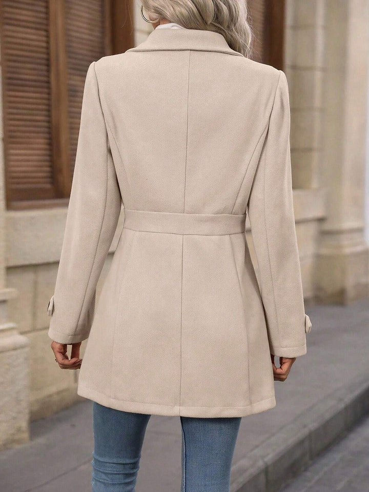 Cappotto Donna Monopetto Misto Lana Media Lunghezza con Revers