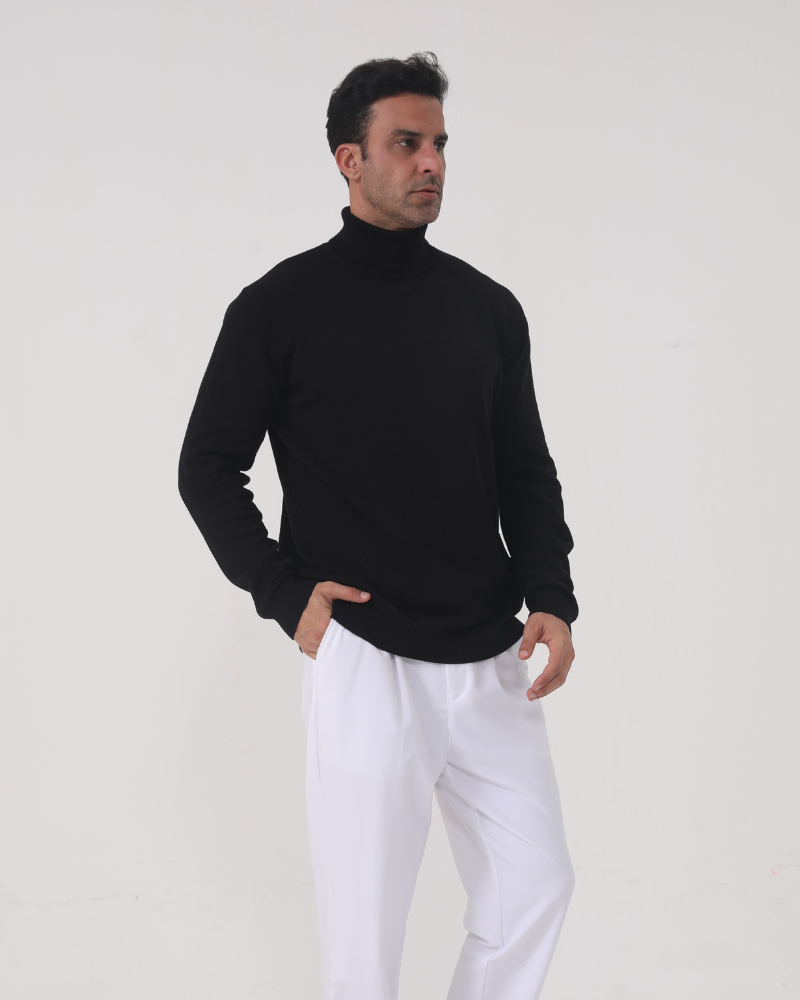Maglione Uomo Collo Alto Morbido Stile Formale