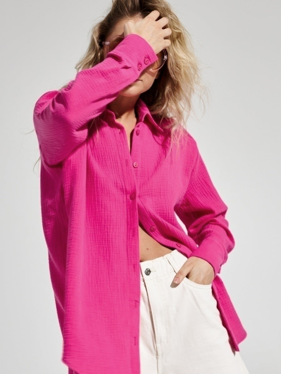 Camicia Donna Cotone Maniche Lunghe Classica