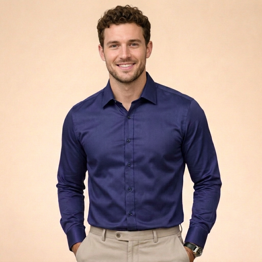 Camicia Uomo Tessuto Elasticizzato Vestibilità Comoda Antipiega